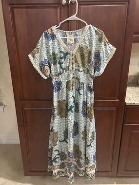 Umgee Rayon Floral Mandala Dress with Lace Details